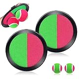 FMKLDENA Klettballspiel Catch Ball Set, Klettballspiel 2 Paddel und 2 Bälle, Klettballspiel für Kinder Set, für Wasserdicht Outdoor Gartenspiele Spielzeug Kinder ab 3 4 5 6 7 Jahr