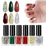 Gel-Nagellack-Set für Weihnachten, langlebig, mit 6 Farben, für Urlaub, Maniküre, Salon, Zuhause, Reisen, Hochzeit, Braut, Spa, Party, Sommer
