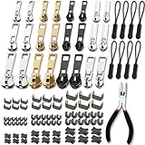 Haraqi 105 Stück Reißverschluss Reparatur Set,Reisverschlussreparaturset Zipper, Ersatz Reissverschluss Zipper, Reißverschluss Reparaturset Zipper(3 Größen: #3/5/8)