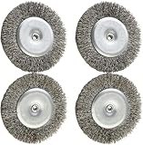 4 Stück rotierende Stahldraht-Radbürste, 100 mm, Ersatz-Drahtbürste, Fugenreiniger, passend für EFB 400 und EFB 401 Blister elektrische Fugenbürste (Durchmesser 6 mm Schaft)