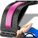 Retoo Rückenstrecker Rückenmassagegerät Rückendehner für Unter und Ober Lendenwirbelsäule Schmerzlinderung Back Stretche Rückentrainer für Lendenwirbelsäule Rückenschmerzen Rosa
