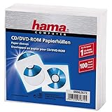 Hama CD-/DVD-/Blu-ray Papierhüllen (mit transparentem Sichtfenster, verschließbar) 100er-Pack, weiß, 00062672