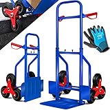 MASKO® Treppenkarre Sackkarre 200kg Transportkarre Treppensteiger Stapelkarre, klappbar Treppensackkarre Hartgummireifen | Kunststoff Griffe | Stahl Rahmen | Blau