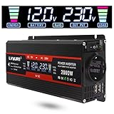 LVYUAN Spannungswandler 12V 230V 1000W / 2000W Wechselrichter LCD mit 2 USB