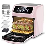 LLIVEKIT Heißluftbackofen 12 L, 12 in 1 digitale Heißluftfritteuse für Familie, 360°-Heißluftzirkulation, Mini Backofen, ölfreier Dehydrator, 90 Min. Timer, Kochbuch & 6 Zubehörtypen, 1800 W