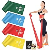 4er-Set Fitnessbänder mit 4 Widerstandsstufen, Resistance Bands Gymnastikband mit Tragetasche Ideal für Yoga, Pilates, Krafttraining, Physiotherapie