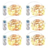 innolife Aufgerüstet 6 Stück LED Lichterkette Batterie mit Timer, 2M 20 LED Silberdraht Lichterketten Innen Batteriebetrieben Wasserdichte für Party Weihnachten Halloween Flasche Deko, Warmweiß