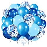 Luftballons Blau,100 Stück Ballons Blau,Konfetti Blau Helium Ballons,Dunkelblau Hellblau Latex Ballons Für Junge Geburtstagsdeko Blau Babyparty Hochzeit