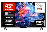 TCL 43V6C 43 Zoll 4K UHD Smart Fernseher – HDR10+, HVA-Panel, Dolby Vision, Google TV, HDMI 2.1, DVB-T2/C/S2, Bluetooth 5.2, Sprachsteuerung mit Alexa & Google Assistant