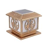 NYSCR wasserdichte LED -Säule Tisch Leichte Außenlampe nach Laterne, rustikale Bronzezaunsäule Lampen mit Schalter, um 4 Lichtquellen Gartenweg Solarsäule Licht einzustellen