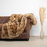 Quantum Interior by Maxland Flauschige wohn- & kuscheldecken, Kunstfelldecke, Kuscheldecke flauschig Pelzdecke in Wolf oder Fuchs Optik, Wendedecke, XXL Kuscheldecke(150 x 200 cm, Fox/Fuchs)