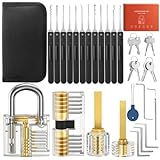 IPSXP Lockpicking Set, 32 Stück Dietrich Set mit 4 Transparentem Trainingsschlössern und Handbuch Das perfekte Lock Pick Set für Anfänger und Profis Schlosser, Schwarz