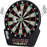 Elektronische Dartscheibe Dartboard Elektronisch mit 6 Darts,24 Ersatzspitze Dartscheibe Elektronisch mit 27 Spiele 4 LED-Anzeigen,243 Variationen für16 Spieler