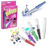 OSDUE Airbrush Magie Stifte, Farbsprühstift, Farben Sprühen, Airbrush Rainbow, Pustestifte, Airbrush Set Kinder mit 6 Filzstiften & 4 Schablonen, Insgesamt 10-teiliges Set
