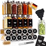 Deco haus® Gewürzgläser eckig luftdicht 24er Set [inkl. Etiketten & Streueinsatz] - Gewürzdosen Set Glas - Gewürzbehälter Spice Jars - Gewürze Aufbewahrung - Gewürz Organizer - Gewürzaufbewahrung