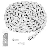 Fahrradkette 6/7/8-Gang,1/2 x 3/32 Zoll, Spezieller Stahl, Silber, fahrradkette nabenschaltung，für Rennrad, Mountainbike, Sportbike, langlebige Bicycle Chain, kompatibel mit verschiedenen Fahrradtypen
