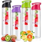 Lallisa Wasserflasche mit Fruchteinsatz, auslaufsicher, mit großem Fassungsvermögen, Kunststoff, für Damen und Herren, Fitnessstudio, Fahrrad, Camping, Reisen, Tee, Getränke, Geschenk, mehrfarbig