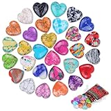 FIVAVA 30 Stück Herz Stein,Bunte Glückssteine Heilsteine Kristalle Steine,Herz Stein Set für Meditation, Chakra, Reiki, Energieausgleich