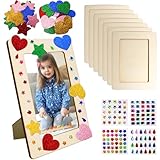 FULUDM Bilderrahmen Holz Set zum Bemalen Selbstgestalten - 8 Stück Fotorahmen Holzrahmen Holzbilderrahmen für DIY Holzfarbe Geschenke Kunsthandwerk Dekoration mit Glitter Aufkleber