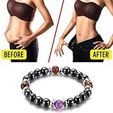 Mysika BESTT Magnetische Armband - Unisex Hämatit Therapie Stein Runde Perlen Stretch Armreif für Gewichtsverlust Abnehmen Anti-Müdigkeit Schmuck