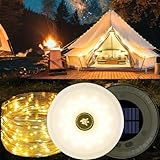 RISEMART Camping Lichterkette Aufrollbar 10M, Campinglampe mit Solaraufladung Wasserdicht Tragbare Aufrollbare Lichterkette Außen mit 5 Beleuchtungsmodi für Camping, Wandern und Hof Dekoration