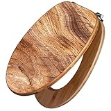 banjado Design WC Sitz Bambus 45x37,5cm - Toilettendeckel - Toilettensitz Bambus - hochwertiger Klodeckel - WC-Sitz Universal für alle gängigen Toiletten - Motiv Holz Struktur Fließend