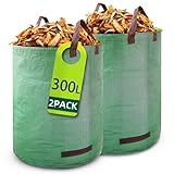 BoloShine Gartensack 300L x 2 Gartenabfallsack Laubsack. Selbststehend 4 Griffe Stabil Robust Faltbar wasserdicht - Laubsäcke Rasenschnitt Gartensäcke für Gartenabfälle Grünschnitt Grün