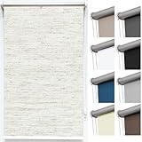 Thermorollo Verdunkelungsrollo Klemmfix Rollo ohne Bohren B35 x H200 cm Stoff Sand, Fensterrollo mit Klemmhalter Kettenzug Klemmrollo Seitenzugrollo Verdunklungsrollo für Fenster Tür