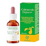 ERBOTECH, Cholesterin Depura+ Mix Urtinktur, alkoholfrei, in Tropfen zum Verdünnen, unterstützt den Cholesterin-Stoffwechsel, Vegan, gentechnikfrei, Made in Italy, 100ml