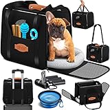 LOVPET® Hundebox Hundetasche Transportbox 2in1 Hunde & Katzentasche Hundetransportbox inkl. Pet-Kissen + 3x Beutelrollen + Napf 44x31x36xm Transporttasche für Haustiere, Haustiertransportbox Schwarz