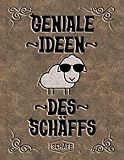 SCHÄFF Geniale Ideen des Schäffs | Liniertes Notizbuch A4 groß Leder Retro Vintage Optik | Chef sein mit Humor | Spruch Lustig witziges Schaf mit Sonnenbrille