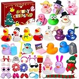 Edmirfun Adventskalender Gummi Enten 2024, 24 Tage Überraschungen Countdown Kalender Mit 24 Stück Weihnachten Quietscheenten Gummi Enten Badewannenspielzeug, Weihnachtsgeschenke Für Mädchen Und Jungen