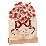 Tischkalender Monatskalender 2026 - Tages-, Wochen- und Monatsplaner Roses | Vintage Kalender 2026 als Tischdeko mit weißer Pappe, Massivholzbasis, edles Design, b