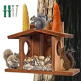 Eichhörnchenfutterspender für den Garten - Eichhörnchenfutter aus Holz mit großer Kapazität, Futterstationen für Eichhörnchen | Langlebige Eichhörnchenbox, abnehmbares Dach, Plattform