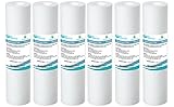 AquaHouse 6 x Sediment-Wasserfilter, Kartuschen für Umkehrosmose, 25,4 cm, mit wasserdurchflossener Stange und Partikelfilter, geeignet für standardmäßige Filtergehäuse mit 25,4 cm – 1 Mikron