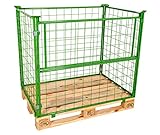 Abrollwerk Gitteraufsatzrahmen 1200x800x800 mm grün lackiert für Euro-Paletten – klappbare Gitterbox mit 800 mm Nutzhöhe für DIN-Paletten – praktisch für Industrie & Garten & Brennholz