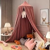 Ginkago Baldachin Kinderzimmer Baby Betthimmel Riesig Betthimmel Kinder Himmelbett Vorhänge Prinzessin Baldachin für Spiel Lesen Schlafzimmer Ankleidezimmer (Bohnenpaste Rot)