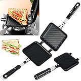 Camping Toastie Maker Antihaft Herd Doppelseitige Multifunktions-Herdplatte Sandwich Toastie Maker Backform mit hitzebeständigen Griffen Tragbare Frühstücksbratpfanne für Zuhause Küche