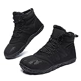 Barfußschuhe Winterstiefel Damen Herren Winter Warm Gefüttert Winterschuhe Schneestiefel Outdoor Barfuss Schuhe Männer Traillaufschuhe Leicht rutschfest Fitnessschuhe Wanderschuhe Unisex Schwarz EU41