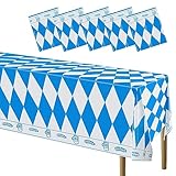 5 Stück Oktoberfest Tischdecke, Bayerische Tischdeko, Bayrisch Tischtuch, Blau Weiß Partytischdecke für Oktoberfest Deko, Bierfest Party Dekoration 130 * 275cm (5 Stück)