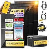 Solakon® Balkonkraftwerk 2000W mit Speicher - Balkonkraftwerk 2000 Watt komplett Steckdose & 800W Wechselrichter - Solaracnlage Komplettset - 4x500W PV-Module & 2kWh Speicher für Balkonkraftwerk