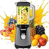 KRUMAD Standmixer 1200W – Hochleistungsmixer mit 1,2 L Tritan-Behälter, 2 Geschwindigkeiten & Pulsfunktion – Leistungsstarker Smoothie Maker mit Edelstahlklingen – Für Shakes, Suppen & Cocktail
