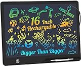 Spielzeug ab 2 3 Jahre, 16 Zoll Wiederaufladbar Kinderspielzeug LCD Schreibtafel,Spielzeug Zaubertafel Maltafel Kinder Schreibtablett für 2 3 4 5 6 jährige Jungen Mädchen