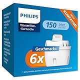 Philips Water Wasserfilter-Kartuschen Geschmack+, 6er-Pack, Brita-kompatibel, reduziert MIKROPLASTIK, CHLOR, KALK, SCHWERMETALLE