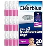 Clearblue Kinderwunsch Ovulationstest Kit Digital, 30 Tests + 1 digitale Testhalterung, Fruchtbarkeitstest für Frauen / Eisprung, nachweislich schneller schwanger werden