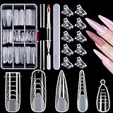 MELLIEX 120 Stücke Dual Nail Forms Set, 5 Formen Dual Tips Nägel Nagelverlängerung Verlängerung Nagel Gel Formen Nagelform Set mit Dual-Ended Nagel Pinsel, Nagelspitzen Clip und Nagelfeile für Polygel