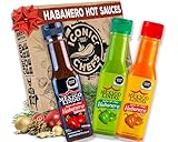 ICONIC CHEFS® Habanero Chili Hot Sauce Geschenkset – 100% MEXICO LINDO Chili Sauce Geschenkset Männer – 3x Scharfe Soße – Weihnachten Geschenk Idee – Scharfe Soßen Set– Grill Geschenke für Weihnachten