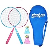 KH Federball Set Badminton Schläger Set 2-4 Spieler für Erwachsene Kinder, leicht und stabil, Schläger, Federbälle und Tragetasche im Lieferumfang