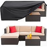 Lipneaed Cover for Garden Furniture with 4 Buckles, Heavy-Duty 420D Oxford Fabric Coating, Waterproof, Windproof, UV-Resistant, Winter-Proof for Furniture Sets, 242x162x100cm