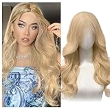 SAIIURV Lange Lockige Perücken Blond für Frauen, 28'/70cm Blond Lange Haare Täglich Mode Perücke, Damen Lange Gewellt Perücke Cosplay Kostüm Charmante Perücke für Tägliche Karneval Fasching (Blond)